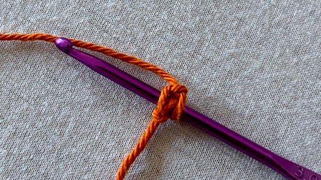 Step 2 of doing a foundation single crochet stitch