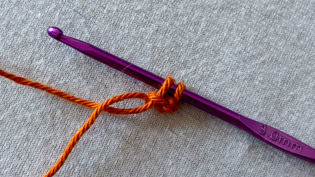 Step 3 of doing a foundation single crochet stitch