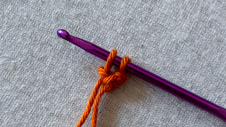 Step 4 of doing a foundation single crochet stitch