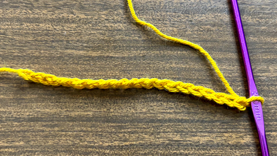 Step 1 of how to crochet the moss stitch