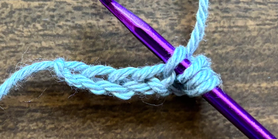 Step 2 of how to crochet a bobble stitch Step 2 of how to crochet a bobble stitch