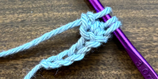 Step 3 of how to crochet a bobble stitch Step 3 of how to crochet a bobble stitch