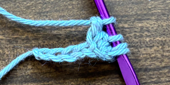 Step 4 of how to crochet a bobble stitch Step 4 of how to crochet a bobble stitch