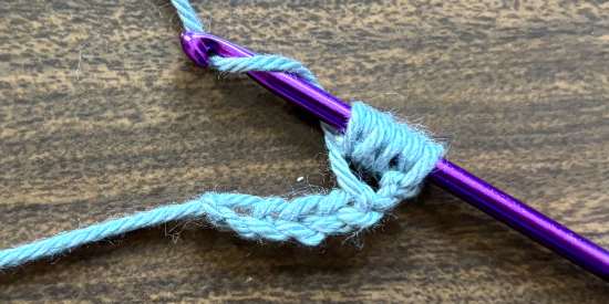 Step 3 of how to crochet a puff stitch Step 3 of how to crochet a puff stitch